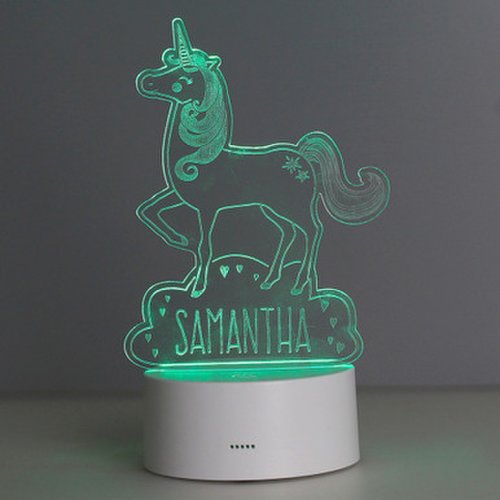 Personalised Unicorn Colour-Changing Night Light in Lime