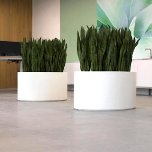 Idealist Metal Aluminium ellipse outdoor aluminum round white planter w80 h40 l120 cm, 301 ltrs cap.