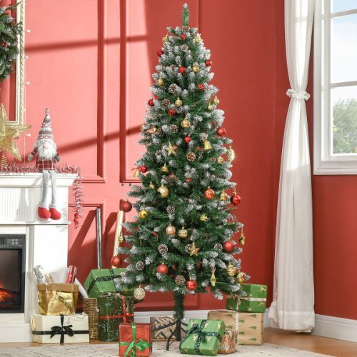 Indoor Artificial Snow Christmas Tree 6ft, Green