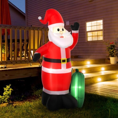 Inflatable Santa Claus LED Christmas Decoration with Gift Bag, red