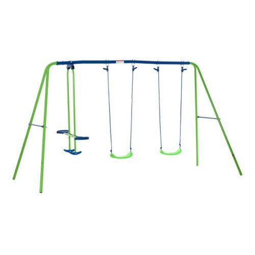 Outsunny 2 Swings and Glider Height Adjustable Outdoor Play Set