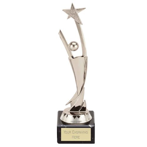 Personalised Aim For The Stars Silver Trophy 20.5cm, Silver