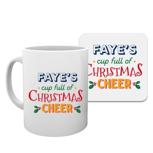 Personalised Christmas Cheer Mug and Coaster, none