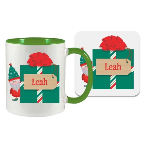 Personalised Santas Little Helper Mug and Coaster, none
