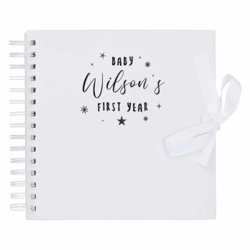 West Design Personalised scrapbook 8x8 first year black foil, white