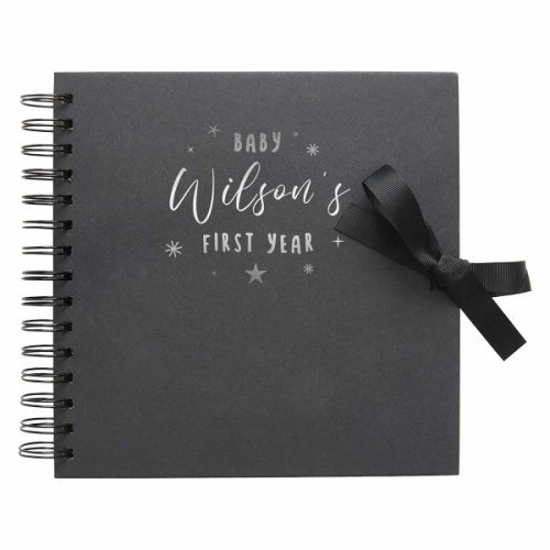 Personalised Scrapbook 8x8 First Year Black, Silver