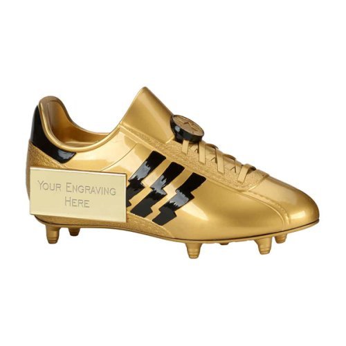 Personalised Tower Football Gold Boot Trophy 19 cm, Gold