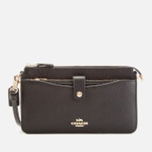 Coach Women's Polished Pebble Leather Wallet/Cross Body Bag - Black