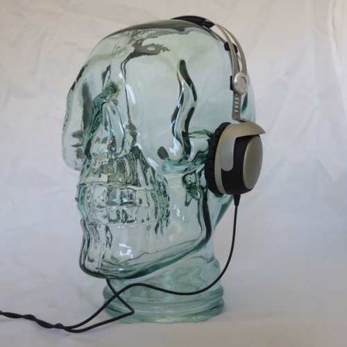 AMP3 Luxury Glass Skull Headphones Stand Colour: BLACK