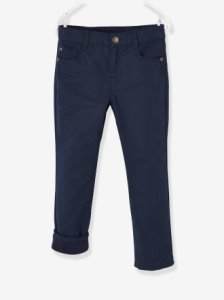 Indestructible Straight Leg Trousers with Fleece Lining, for Boys blue dark solid with design