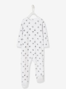 Vertbaudet Mickey® velour all-in-one for babies white light all over printed