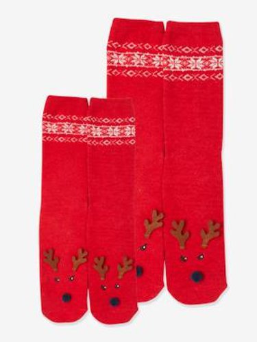 Pack of Christmas Socks for Girls + Adults, Oeko-Tex® red dark all over printed