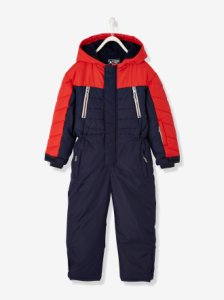 Ski Jumpsuit with Fleece Lining, for Boys blue dark solid with design