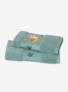 Tiger Bath Towel green medium solid with desig