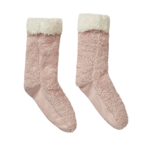 Teddy Bear Blush Pink Slipper Socks Pink