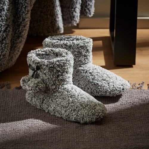 Teddy Bear Feather Soft Marl Boots White/Black