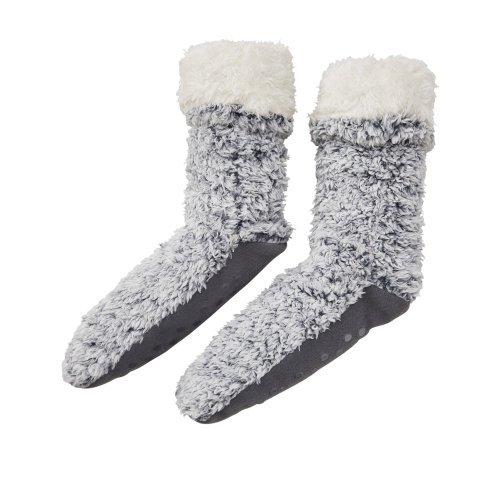 Dunelm Teddy bear grey marl slipper socks grey marl