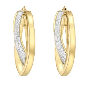 Tjh Collection 9ct gold 3mm stardust creole earrings 1.51.1229