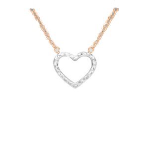 Tjh Collection 9ct gold two tone diamond cut heart necklace 2.19.6470
