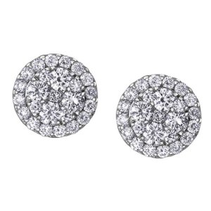 Tjh Collection 9ct white gold 0.66ct diamond pavÃ© round cluster stud earrings e3718w/66-9