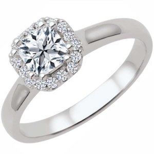 Arctic Circle Diamonds 18ct White Gold Radiant Diamond Halo Cluster Certificated Ring 0.61ct UKR10955