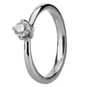 Tjh Collection Platinum four claw twist diamond solitaire ring ri-1153 (.33ct plus)- f/si1/0.33ct