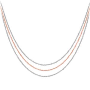 Sterling Silver Rose Gold Plated 18 Triple Necklace 8.19.6024