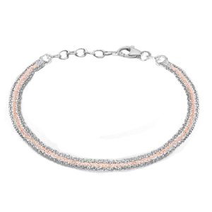 Silver Classic Sterling silver rose gold plated triple bracelet 8.29.6003