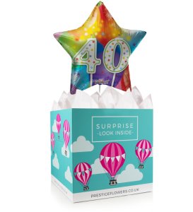Prestige Flowers Happy 40th birthday - balloon in a box gifts - birthday balloons - balloon gift delivery - birthday balloon gifts