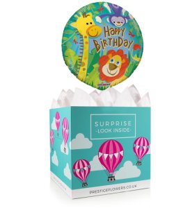 Prestige Flowers Happy birthday balloon box - balloon in a box gifts - balloon gifts - birthday balloon gifts - birthday balloon gift delivery