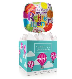 Prestige Flowers Happy retirement balloon - balloon in a box gifts - balloon gifts - balloon gift delivery - retirement balloons