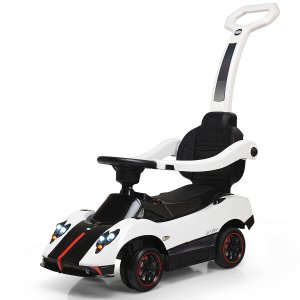 2-in-1 Electric Kids Ride On Push Around Car-White