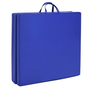 Costway 6' x 2' exercise tri-fold gymnastics mat w/ carrying handles-blue