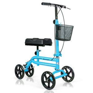 Costway Medical steerable knee walker with dual braking system-blue