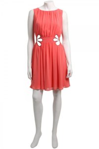 Little Mistress Coral Jewel Cut Out Detail Dress size: 12 UK, colour:
