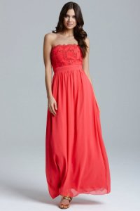 Little Mistress Coral Lace Bust Strapless Dress size: 8 UK, colour: Co