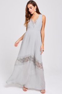 Little Mistress Lissa Waterlily Lace-Trim Maxi Dress size: 6 UK, colou