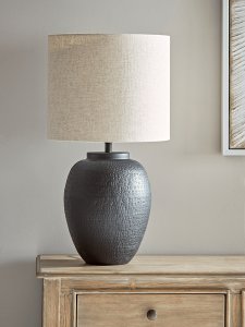 NEW Black & Neutral Textured Table Lamp