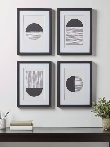 NEW Four Monochrome Moon Framed Prints