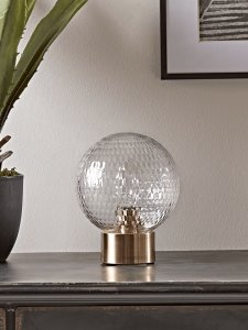 NEW Textured Globe & Brass Table Lamp