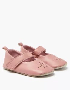 Marks & Spencer Baby leather cut out pram shoes (0-18 months) pink
