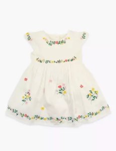 Cotton Floral Embroidered Dress (0 -36 Mths) cream