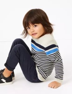 Cotton Striped Knitted Jumper (2-7 Years) cream