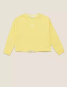 Marks and Spencer Organic Cotton Embroidered Sporty Magical Sweatshirt (6-14 Yrs) - 9-10Y - Yellow, Yellow