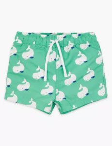 Whale Print Swim Shorts (0-3 Yrs) green