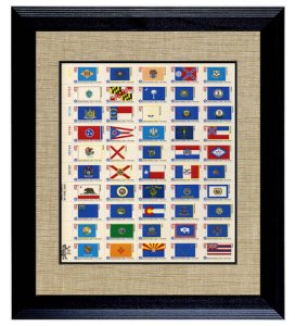 Framed U.S. State Flag Stamp Sheet