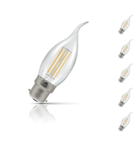 Crompton Candle LED Light Bulb Bent Tip B22 5W (40W Eqv) Warm White 5-Pack