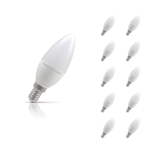 Crompton Lamps Crompton candle led light bulb dimmable e14 5w (40w eqv) cool white 10-pack