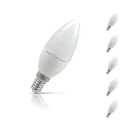 Crompton Candle LED Light Bulb E14 5.5W (40W Eqv) Cool White 5-Pack Opal