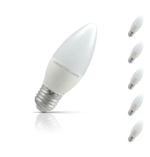 Crompton Candle LED Light Bulb E27 5.5W (40W Eqv) Cool White 5-Pack Opal